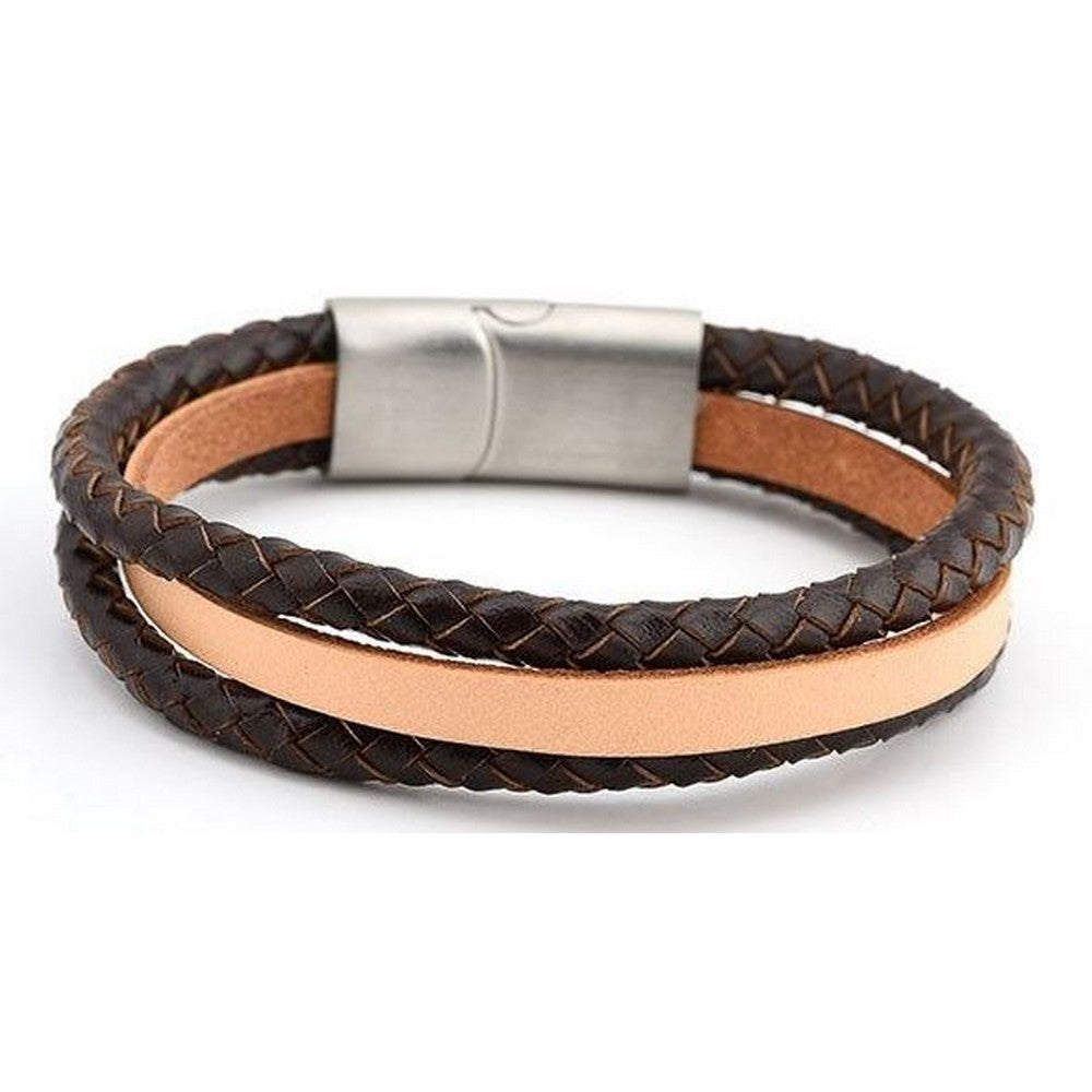 Fiell mannen armband leer triple - bruin