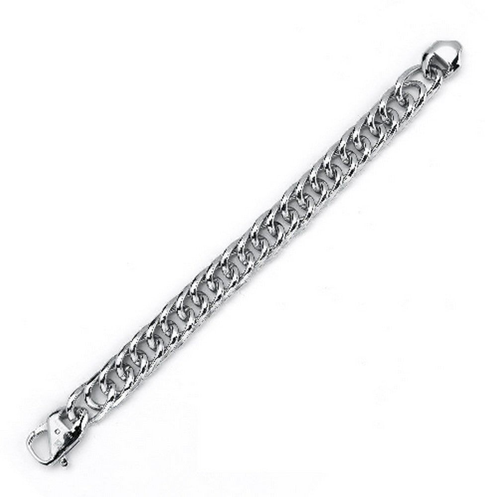 Fiell mannen armband schakels plat glans zilver - 20 cm
