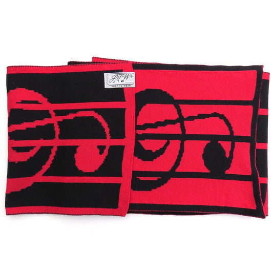 JustToWear Sjaal Muziek - rood zwart