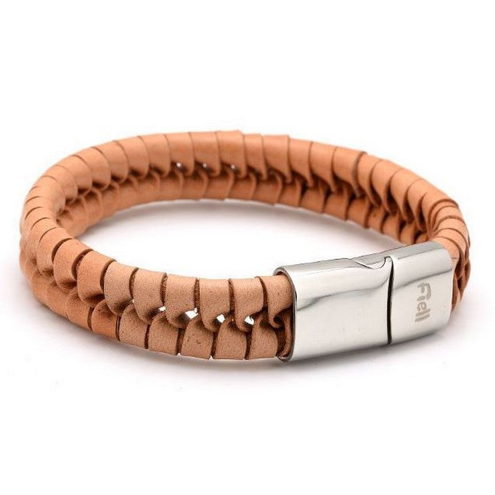 Fiell mannen armband gedraaid leer bruin