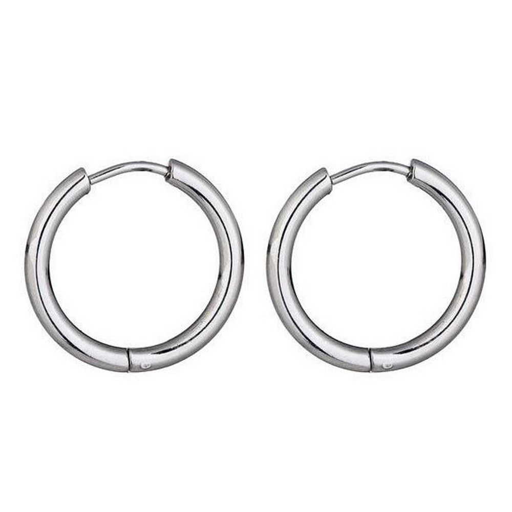 Fiel oorringen staal zilver rond - groot