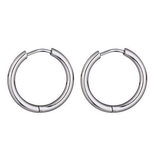 Fiel oorringen staal zilver rond - groot