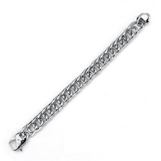 Fiell mannen armband schakels plat glans zilver - 20 cm