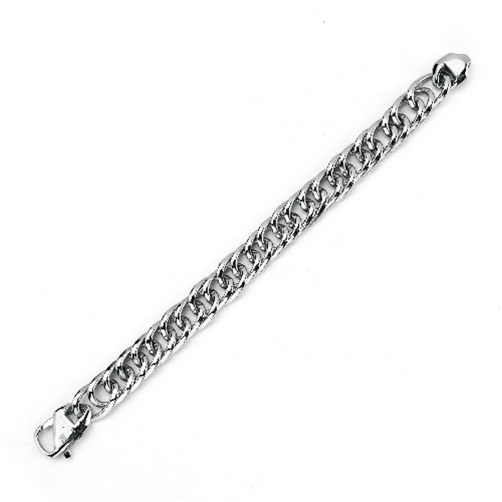 Fiell mannen armband schakels plat glans zilver - 22 cm