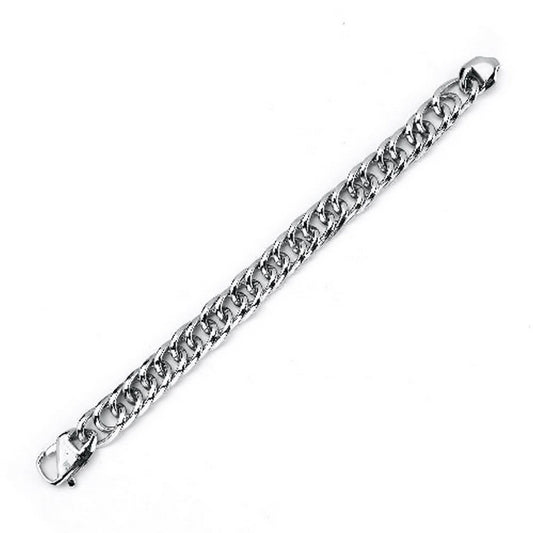 Fiell mannen armband schakels plat glans zilver - 22 cm