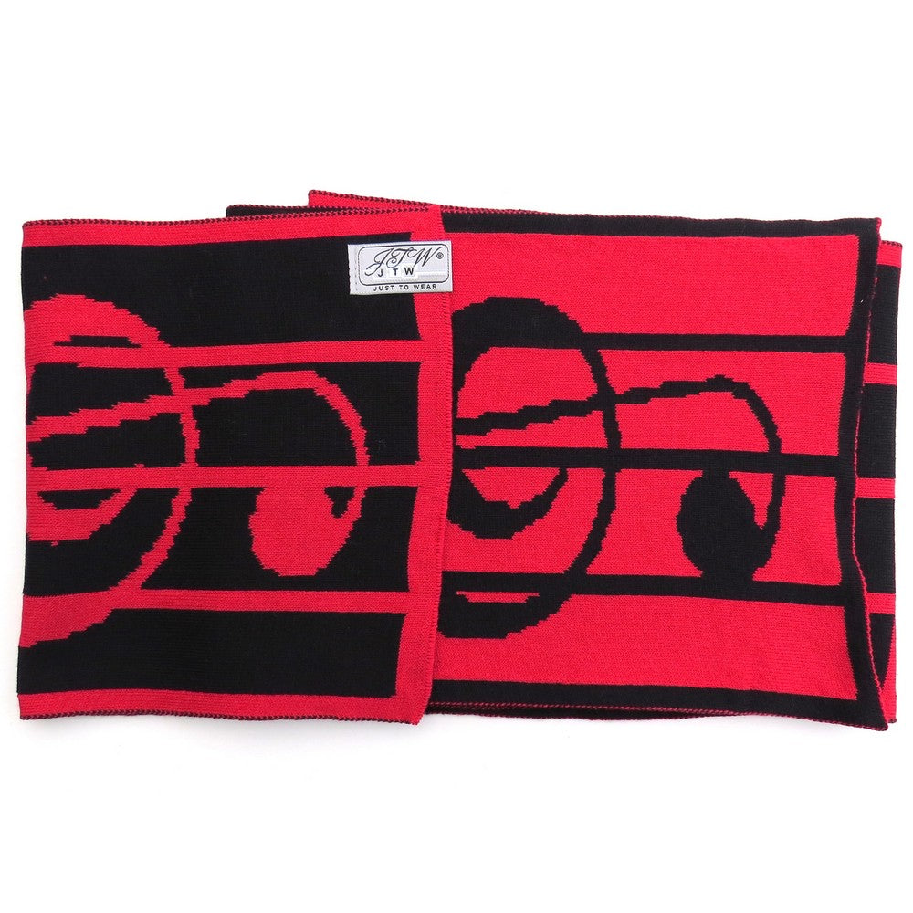 JustToWear Sjaal Muziek - rood zwart