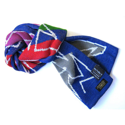 MeToBe Moderne Art Sjaal - blauw met gekleurde driehoeken