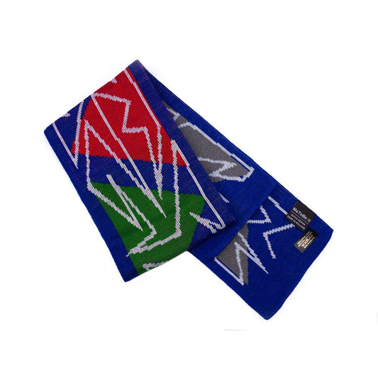 MeToBe Moderne Art Sjaal - blauw met gekleurde driehoeken