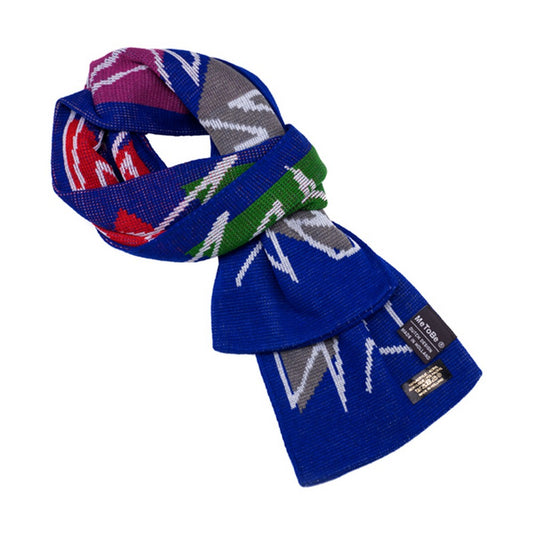 MeToBe Moderne Art Sjaal - blauw met gekleurde driehoeken