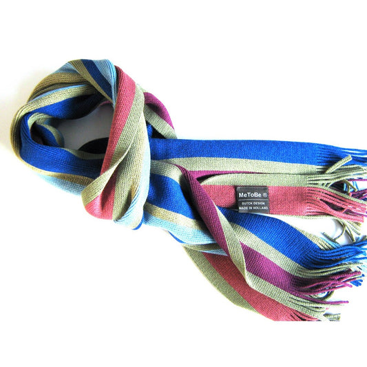 MeToBe Heren Sjaal Banen - Blauw Roze
