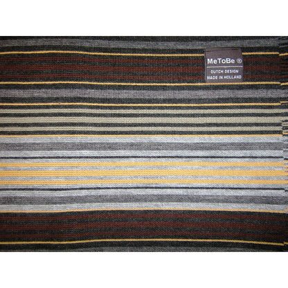 MeToBe Men's Scarf Stripes and Bars - black brown gray gold