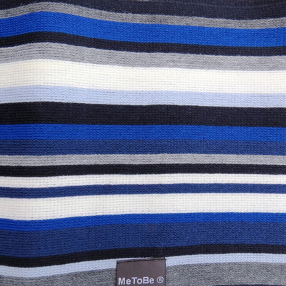 MeToBe Heren Sjaal Banen en Strepen - blauw grijs wit