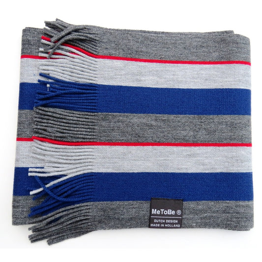 MeToBe Heren Sjaal Banen - blauw grijs rood
