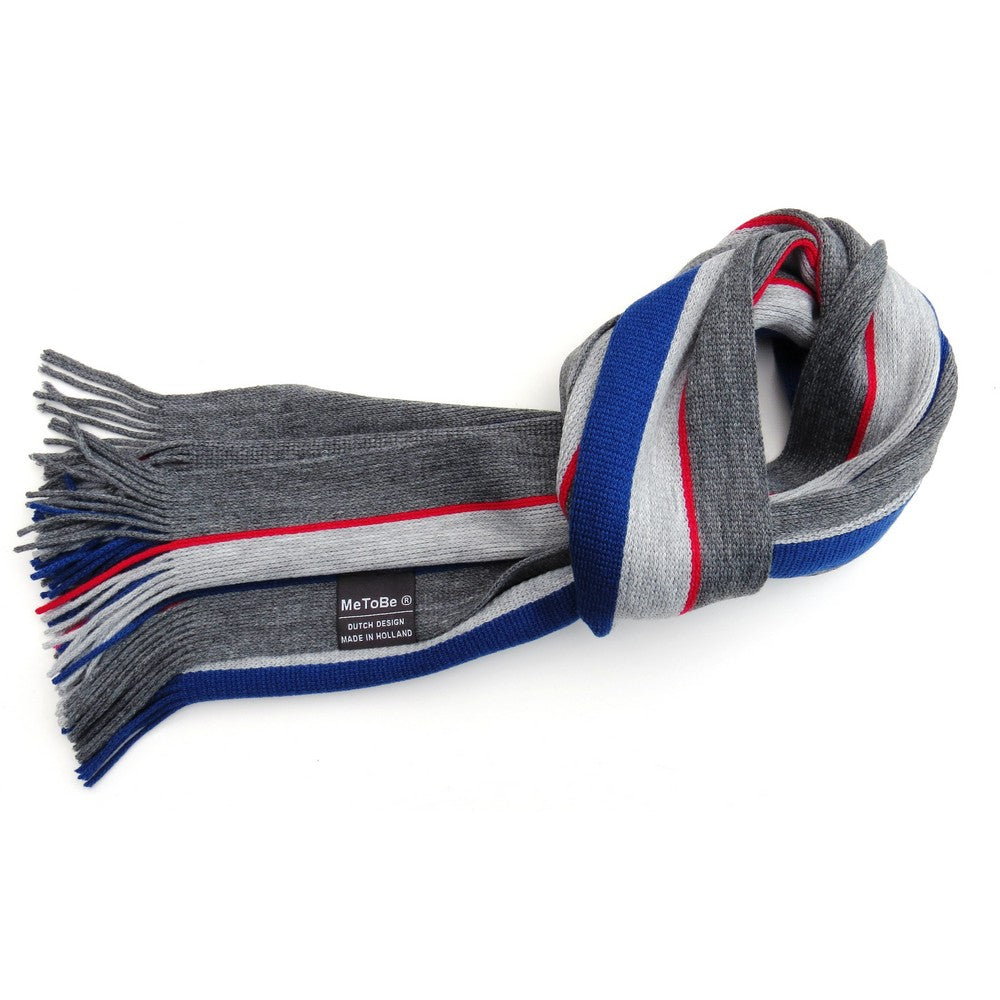 MeToBe Heren Sjaal Banen - blauw grijs rood