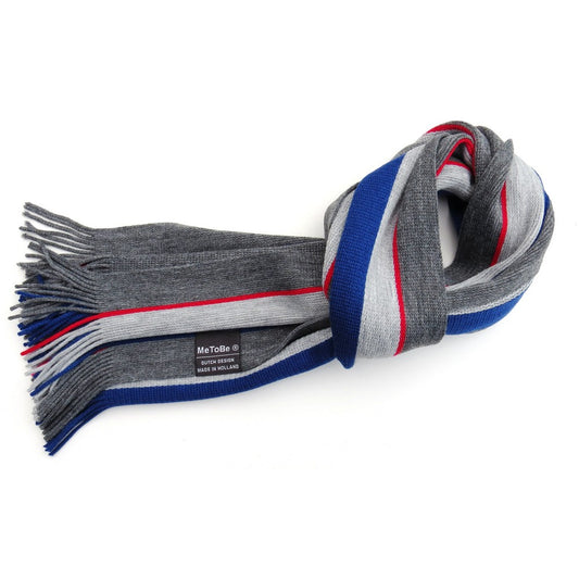 MeToBe Heren Sjaal Banen - blauw grijs rood